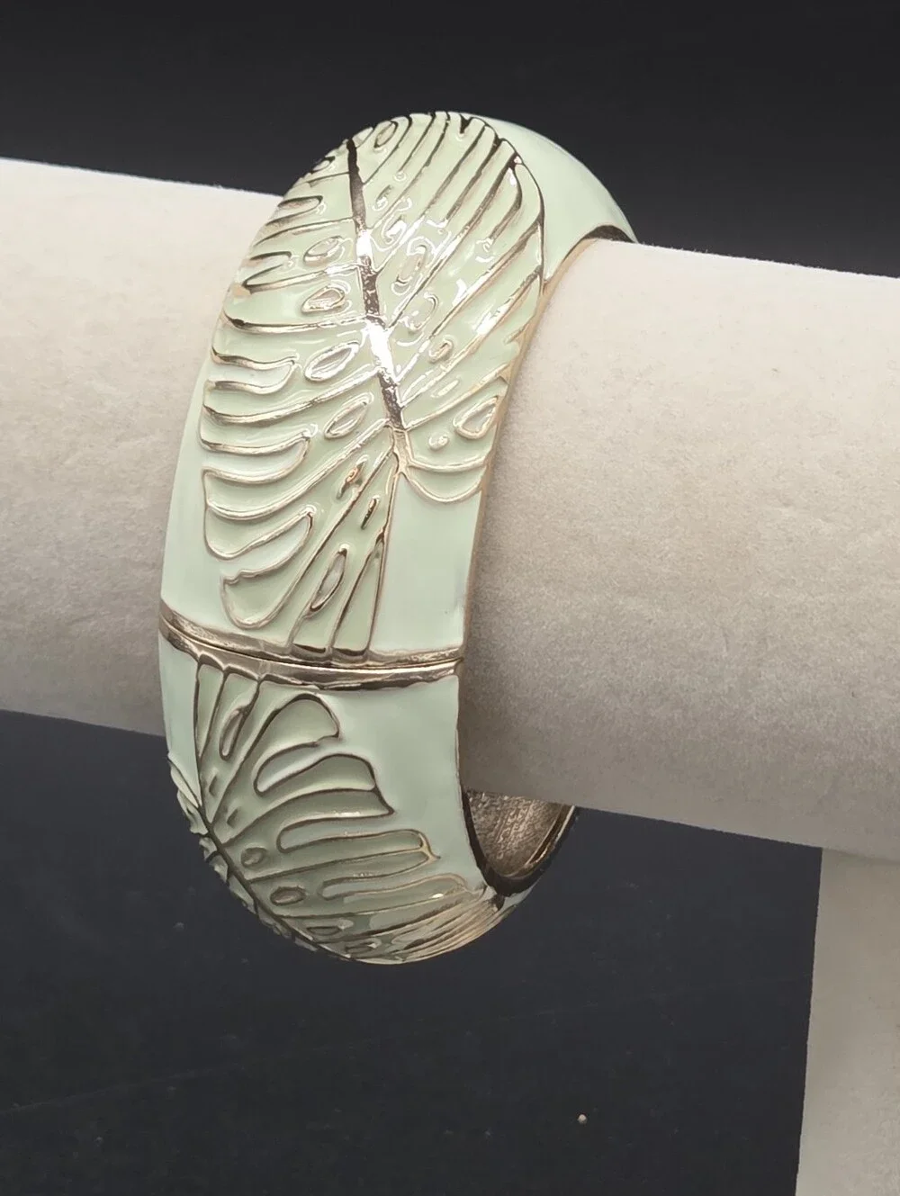 Sequin Mint Green Enamel Butterfly Bangle Bracelet